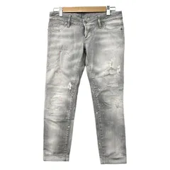 DSQUARED2(ディースクエアード) ジーンズ サイズ40 M レディース - グレー×ピンク フルレングス/ペイント加工/ボタンフライ