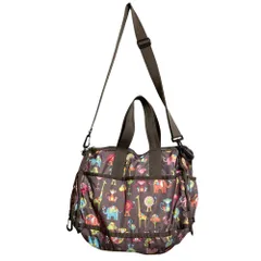 美品 LeSportsac レスポートサック アニマル柄 2way ボストンバッグ ショルダーバッグ ブラウン レディース 古着 中古 USED