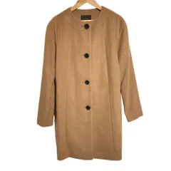 美品 TOMORROWLAND collection トゥモローランドコレクション カシミヤブレンド ウールノーカラーコート 38 キャメル レディース 古着 中古 USED