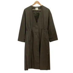 BEAMS HEART ビームスハート ノーカラーコート M カーキ レディース 古着 中古 USED