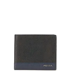 プラダ ブラック ネイビー サフィアーノレザー メンズ PRADA【228-19755】