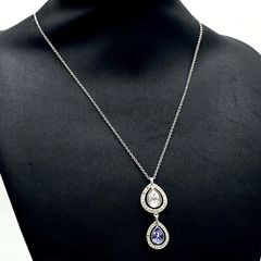美品】SWAROVSKI ネックレス 大粒 雫 サファイアカラー 紫 - メルカリ