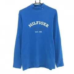【美品】トミーヒルフィガー 長袖ハイネックシャツ ブルー×白 微起毛  メンズ XL ゴルフウェア Tommy Hilfiger Golf