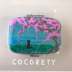 【福祉施設制作】山桜うさぎ作　マルチケース　「桜と池とネコ」NO.4934　P