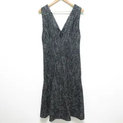 美品 23AW CELFORD セルフォード ジャンパードレス ロング ノースリーブ マーメイドワンピース CWFO234100 38 ブラック ミックス レディース 古着 中古 USED