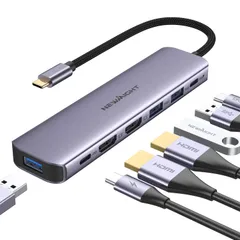 USB C ハブ hdmi 2つ Dual Display ドッキングステーション 7in1 MST デュアル 4K HDMI 拡張 リプル ディスプレイ 高速USB 3.0*3、type c データ伝送、USB-C 100W充電、MacBook P ...