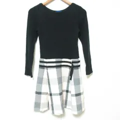 美品 BLUE LABEL CRESTBRIDGE ブルーレーベルクレストブリッジ 長袖 ドッキング ニットワンピース サイズ38 ブラック×チェック レディース 古着 中古 USED
