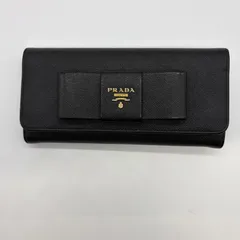 ⭐ほぼ新品⭐　PRADA サフィアーノレザー リボン  黒 長財布　カードケース付き　116-2
