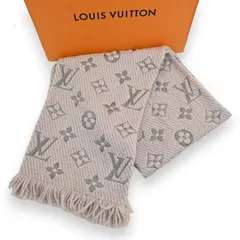 ルイヴィトン モノグラム エシャルプ ロゴマニア マフラー グレー Aランク lv2324he