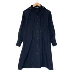 良品 OLD ENGLAND オールドイングランド ドローストリング フーデッド ロングコート サイズ34 ネイビー レディース 古着 中古 USED