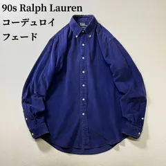 90s Ralph Lauren CUSTOM FIT BD　フェード　コーデュロイ　長袖シャツ　ラルフローレン　茄子紺　M 古着