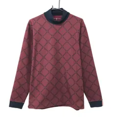 【新品】トミーヒルフィガー 長袖ハイネックシャツ ボルドー×ネイビー ロゴ総柄  メンズ 3L ゴルフウェア Tommy Hilfiger Golf