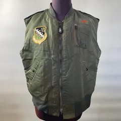 【Y-22】AVIREX製　USA MA-1 フライトジャケット　ミリタリー　ジャケット　ナイロンベスト 90s オリーブグリーン