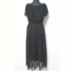 美品 Diagram ダイアグラム グレースコンチネンタル レーススカラーワンピース 0322335043 サイズ36 ブラック レディース 古着 中古 USED