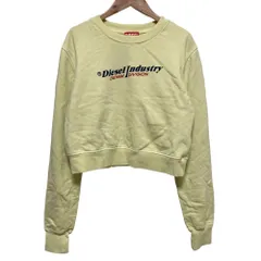 美品 DIESEL ディーゼル プリント クロップド スウェット トレーナー サイズL イエロー レディース 古着 中古 USED