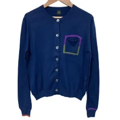 美品 PS Paul Smith PS ポールスミス ポケット ニットカーディガン Mサイズ ネイビー レディース 古着 中古 USED