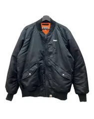 アベイシングエイプ A BATHING APE MA-1 Jacket フライト ジャケット ジップアップ ボンバー バックプリント アウター 黒 ジャケット ロゴ ブラック Mサイズ 104MT-2692のサムネイル