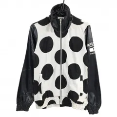 【超美品】コルウィン 切替ニットブルゾン 白×黒 身頃ドット柄 ネック・袖ナイロン  レディース L ゴルフウェア Kolwin