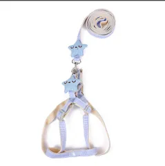 薄い青　コットン ハーネス・リードセット犬用  S  猫用   小型犬 ねこ  かわいい   可愛い ハーネス 犬用ハーネス  中型犬 おしゃれ    はーねす 首輪 子犬 超小型犬 成犬 いぬ イヌ ワンチャン