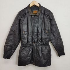 80s INTERMEZZO インターメッツォ D'URBAN ダーバン レザー モーターサイクル 牛革 本革 ジャケット ウエストマーク 古着 VINTAGE ブラック系 M B217