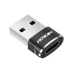 HOWJIM USB Type-C 変換アダプタ USB C 変換アダプタ 超小型 QC2.0 急速充電と高速データ転送同期 タイプC (メス) to USB 2.0 (オス) OTG対応 イヤホン対応 タイプc 変換 M-acBook Pad Pr ...