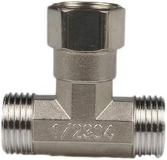 sugarello T形アダプター 分岐水栓 接手 エルボ 汎用 G1/2 ステンレス パッキン シールテープ付き 浴室水栓パーツ 水栓バルブ (シルバー,  D_オス・オス・メス)