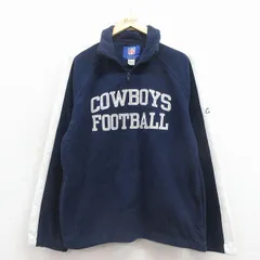 M/古着 リーボック 長袖 ハーフジップ フリース ジャケット メンズ 00年代 00s ダラスカウボーイズ 刺繍 ツートンカラー ラグラン 紺 アメフト スーパーボウル 25dec19