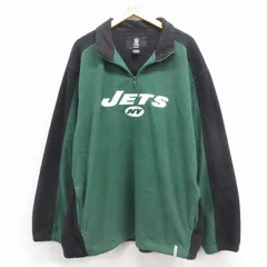 XL/古着 リーボック 長袖 ハーフジップ フリース ジャケット メンズ NFL ニューヨークジェッツ 刺繍 大きいサイズ ツートンカラー 緑 アメフト スーパーボウル 25dec19のサムネイル