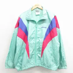 XL/古着 アディダス adidas 長袖 ナイロン ジャケット メンズ 90年代 90s ワンポイントロゴ リーフトレフォイル 大きいサイズ 薄緑【spe】 25dec19