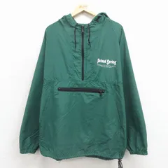 XL/古着 長袖 ナイロン ハーフジップ ジャケット アノラック パーカー メンズ 90年代 90s ニューヨークマラソン ラグラン USA製 緑 25dec19