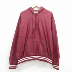 XL/古着 長袖 ナイロン ハーフジップ ジャケット アノラック パーカー メンズ 90年代 90s ホッケー 大きいサイズ USA製 エンジ 25dec19