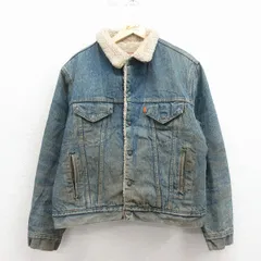 XL/古着 リーバイス Levis 長袖 ビンテージ デニム ボア ジャケット メンズ 70年代 70s USA製 紺 25dec19