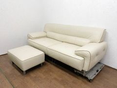 美品 IDC大塚家具 エルエス リュクス 本革 ラブソファ 二人掛け 2P