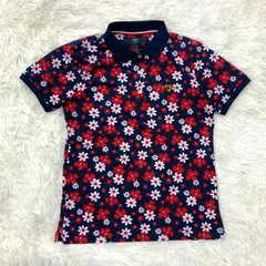 Callaway キャロウェイ 花柄 半袖ポロシャツ／ M ネイビー×赤 DRYSPORT ゴルフウェア 美品