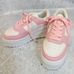 LOVE HUNTER ラブハンター 厚底 ローカット アウトソール シンプル スニーカー ピンク ホワイト 36サイズ 〇□