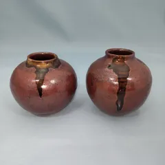 【ノーブランド品】陶器 ミニ花瓶 2つセット フラワーベース