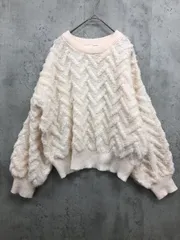 Samansa Mos2 blue サマンサモスモスブルー dhg-1610386 起毛ヘリンボーン柄ニット プルオーバー sizeF/アイボリー ◆■ レディース