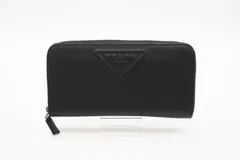 ★3日以内返品可★ 美品 PRADA プラダ サフィアーノ エンボスロゴ ラウンドファスナー 2ML317 長財布 ブラック レザー サフィアーノ メンズ