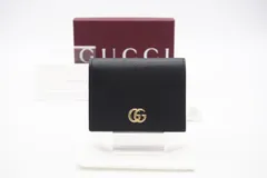 ★3日以内返品可★ 美品 GUCCI グッチ GGマーモント レザー コンパクトウォレット 456126 二つ折り財布 ブラック レザー レディース