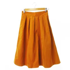 オペークドットクリップ OPAQUE.CLIP スカート フレア ミモレ ロング タック なめらか ツヤ感 38 オレンジ /CK30