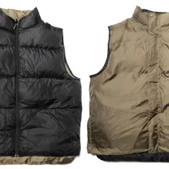 00's LLビーン リバーシブル ダウン ベスト (L) 黒×ダークカーキ系 ロゴ刺繍 グースダウン 00年代 旧タグ オールド L.L.Bean アウトドア  アメリカ古着 USED ビンテージ ヴィンテージ