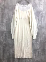 MERCUYDUO マーキュリーデュオ 0020603003001-02 パフスリーブ リブ バックスリット ニット ワンピース sizeF/アイボリー ■■ レディース