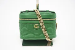 ★3日以内返品可★ 極美品 GUCCI グッチ GGマーモント ミニ トップハンドルバッグ 723770 ショルダーバッグ グリーン レザー レディース