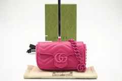 ★3日以内返品可★ 極美品 GUCCI グッチ GGマーモント レザー チェーンショルダーバッグ 699757 ショルダーバッグ ピンク レザー レディース