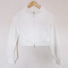 美品 24SS And Couture アンドクチュール 刺繍入りZIPカーデプルオーバー ショート丈 スウェット ブルゾン ジャケット F オフホワイト レディース 古着 中古 USED