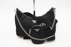 ★3日以内返品可★ 美品 PRADA プラダ サフィアーノ プラダ Re-Edition 2005 Re-Nylon 1BH204 2wayショルダーバッグ ブラック サフィアーノ レディース
