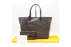 ★3日以内返品可★ 極美品 GOYARD ゴヤール ゴヤールディンキャンバス シュヴロッシュカーフスキン サンルイPM STLOUIPMLTY01CL01P トートバッグ ブラック ブラウン ホワイト キャンバス レディース