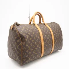 ★3日以内返品可★  LOUIS VUITTON ルイ・ヴィトン モノグラム キーポル50 M41426 ボストンバッグ ブラウン コーティングキャンバス レザー メンズ