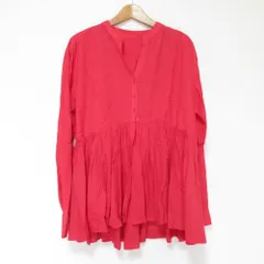 良品 green label relaxing グリーンレーベルリラクシング ユナイテッドアローズ ギャザー 長袖 ブラウス カットソー レッド レディース 古着 中古 USED