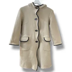 madame H closet マダムエイチクローゼット Lanificio Luigi Ricceri ウールコート ベージュ フーディ エナメルトリミング イタリア生地 アウター レディース 冬 ゴーゴー古着久喜倉庫店 草3270